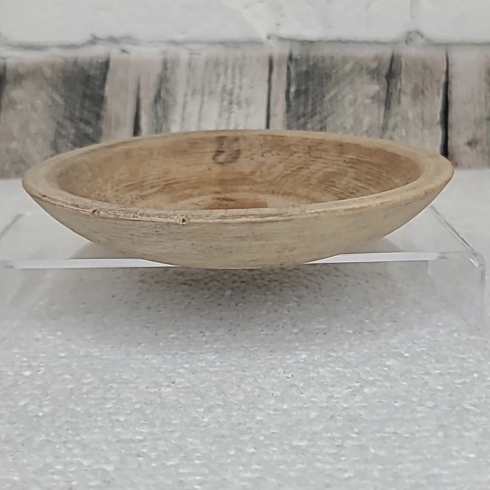 Vintage Farmhouse Mid Century Modern Wooden Small Hand Carved Dough/Salad Bowl